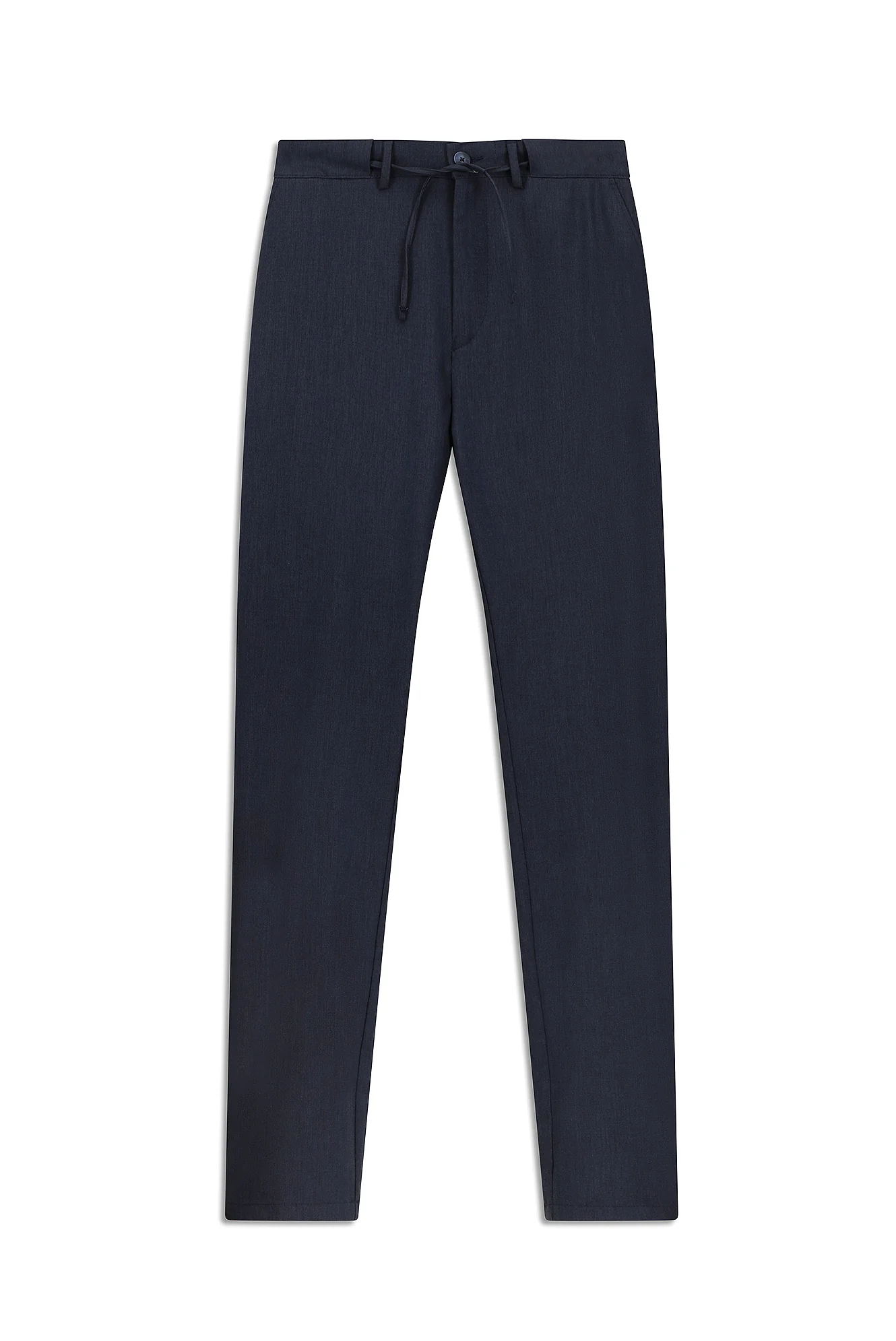 Koyu Lacivert 6 Drop Regular Fit Standart Kesim Yünlü Beli Lastikli İpli Klasik Kumaş Pantolon - Image 7
