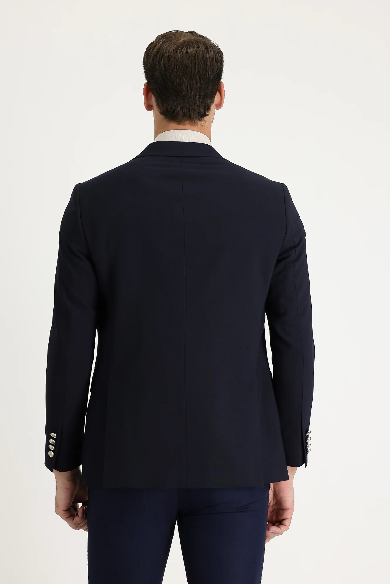 Koyu Lacivert 6 Drop Regular Fit Standart Kesim Yünlü Likralı Esnek Mevsimlik Blazer Ceket - Image 5