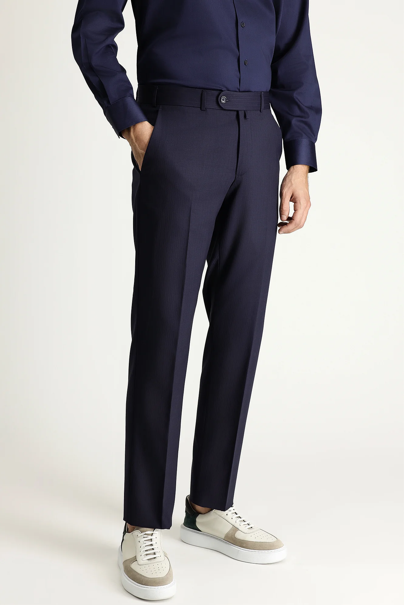 Koyu Lacivert 6 Drop Regular Fit Standart Kesim Çizgili Takım Elbise - Image 5