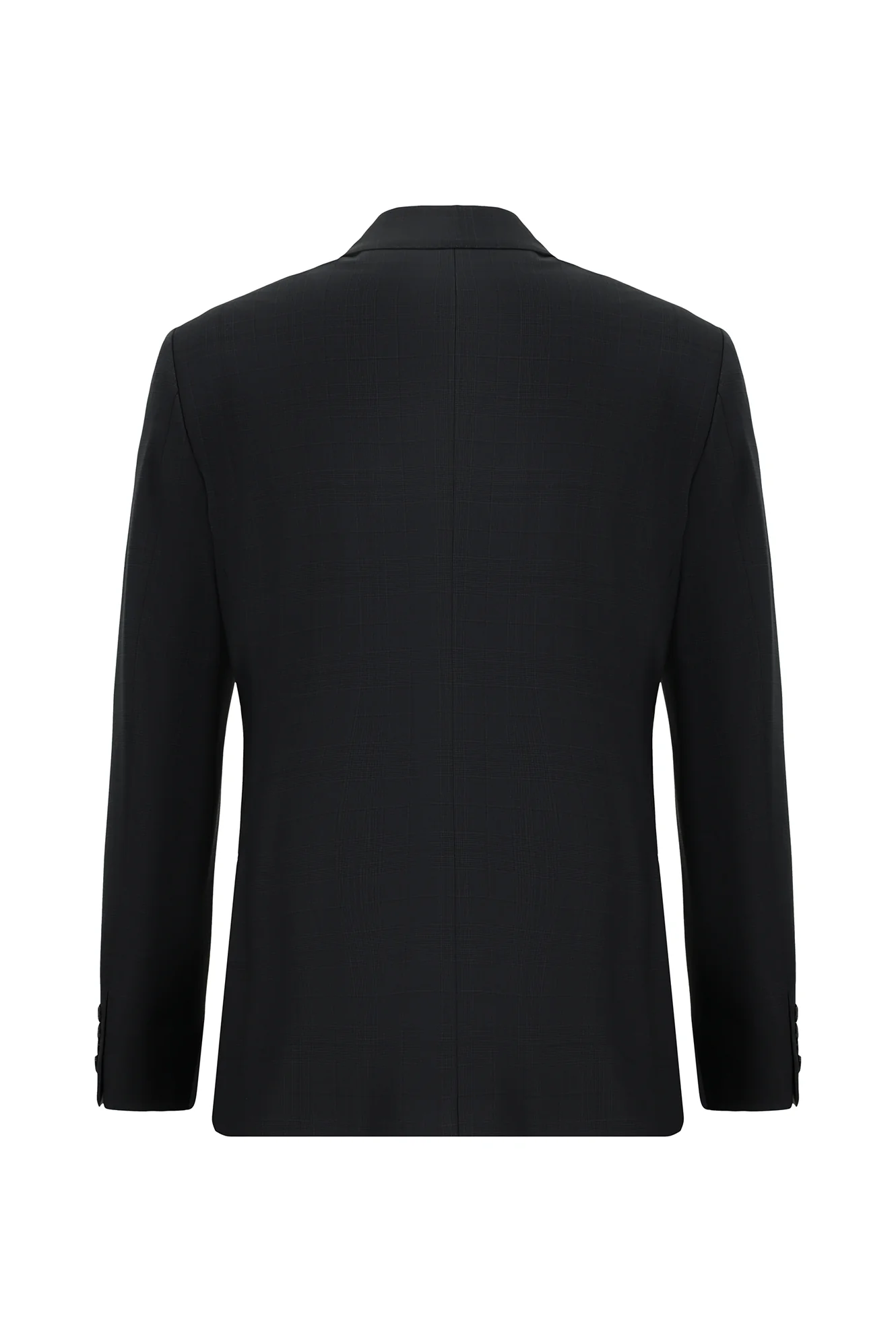 Koyu Lacivert 6 Drop Regular Fit Standart Kesim Yünlü Ekose Kruvaze Takım Elbise - Image 3