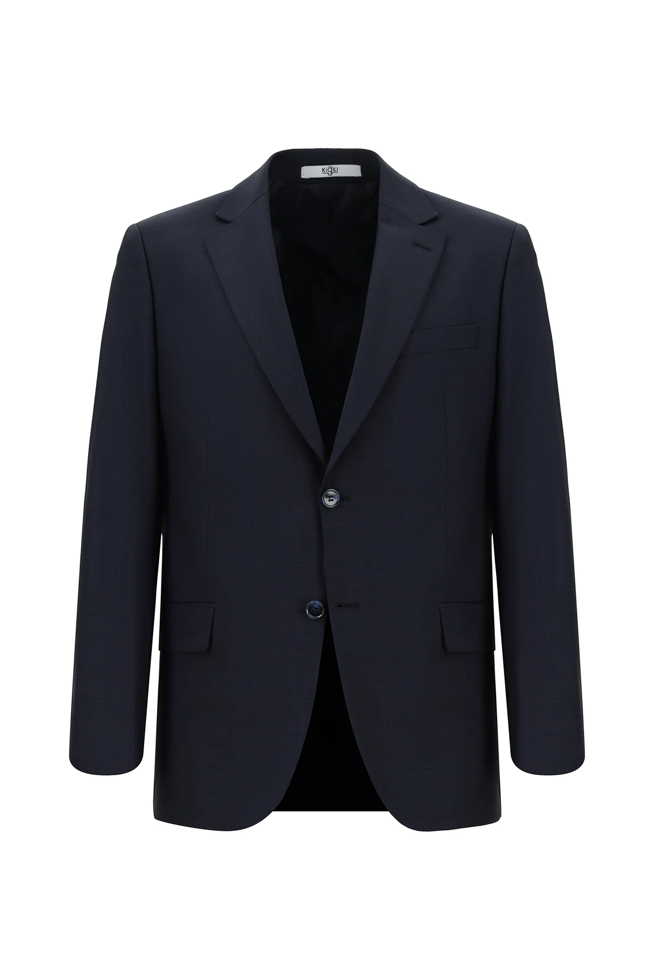 Koyu Lacivert 6 Drop Regular Fit Standart Kesim Yünlü Desenli Takım Elbise - Image 2