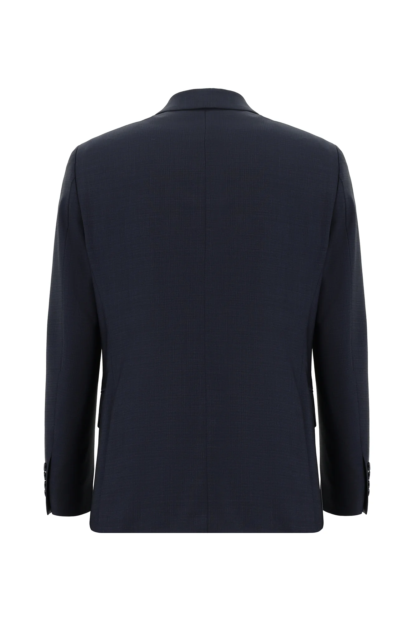 Koyu Lacivert 6 Drop Regular Fit Standart Kesim Yünlü Desenli Takım Elbise - Image 3