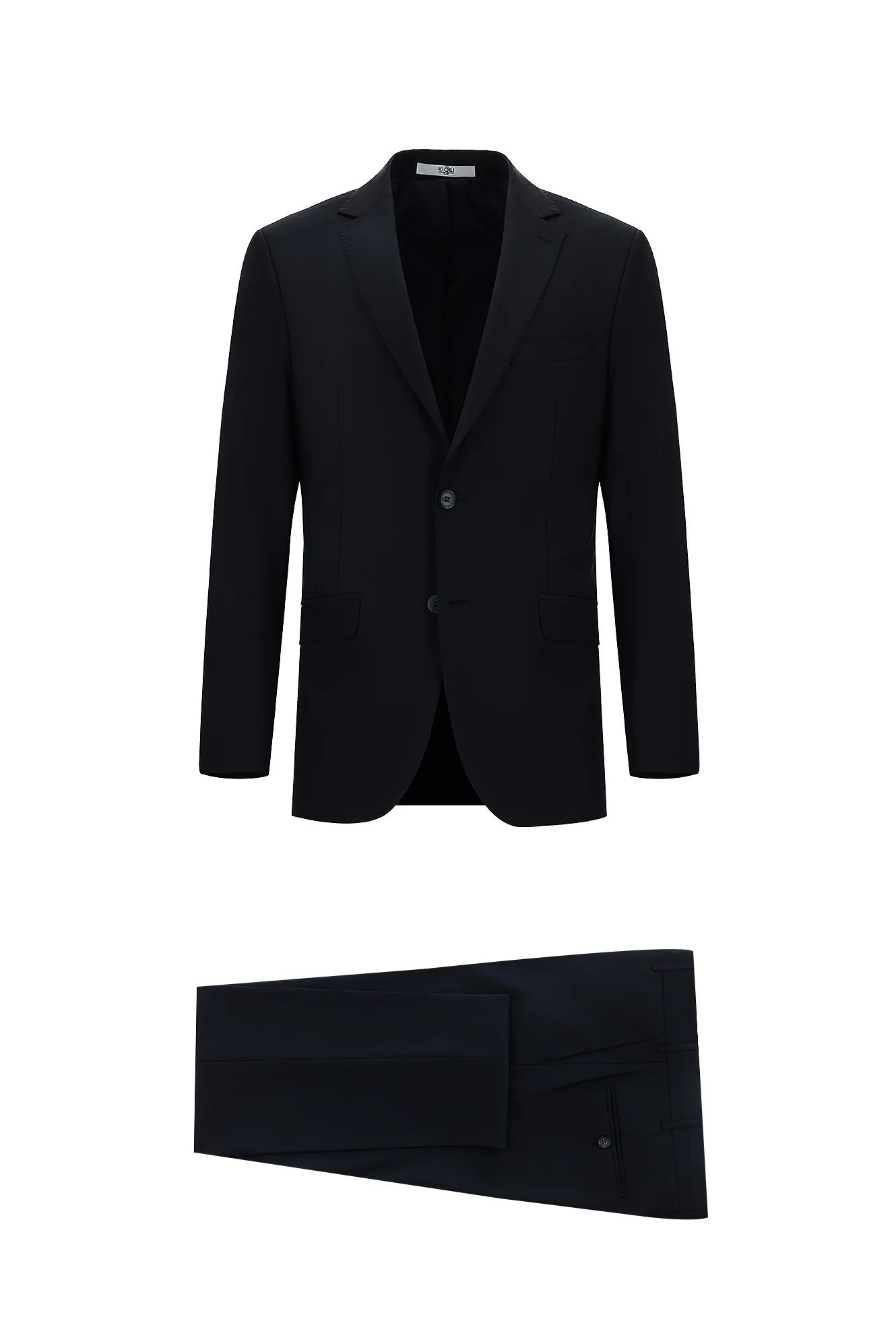 Koyu Lacivert 6 Drop Regular Fit Standart Kesim Yünlü Desenli Takım Elbise