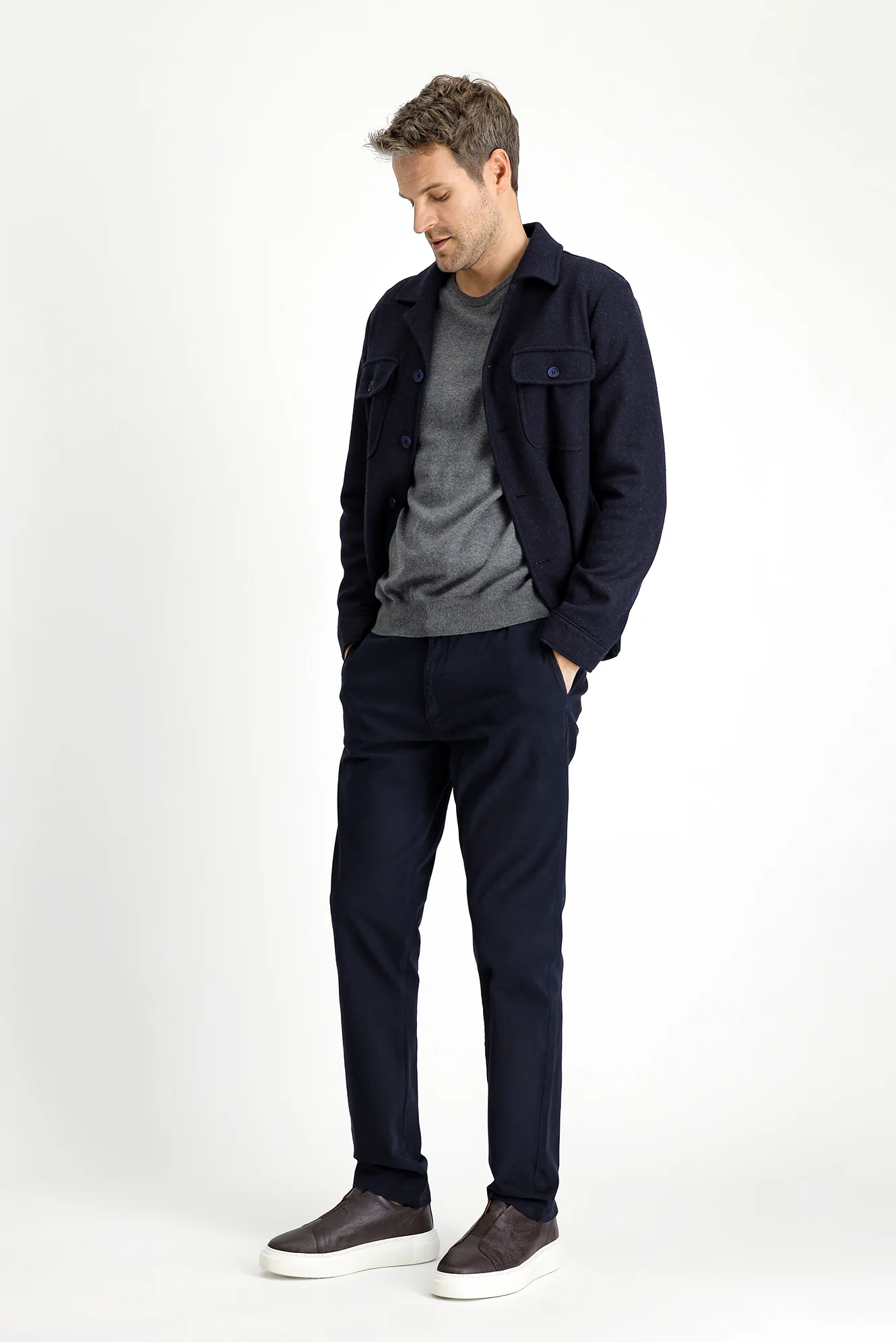 Koyu Lacivert 6 Drop Regular Fit Standart Kesim Yünlü Spor Ceket - Image 2
