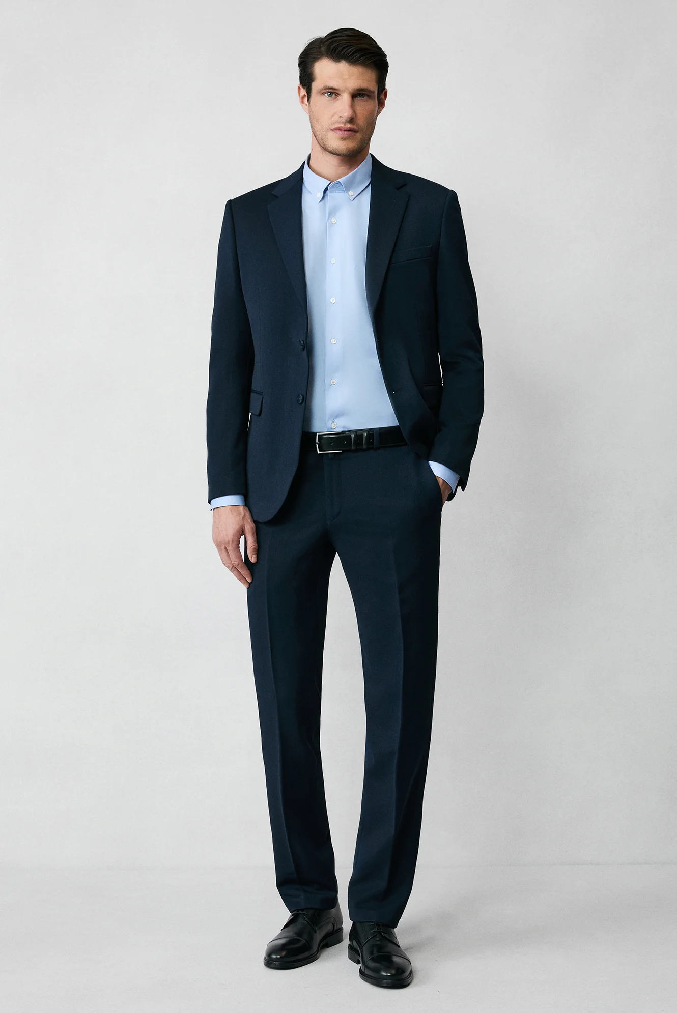 Koyu Lacivert 8 Drop Long Slim Fit Uzun Dar Kesim Mevsimlik Likralı Esnek Takım Elbise - Image 8