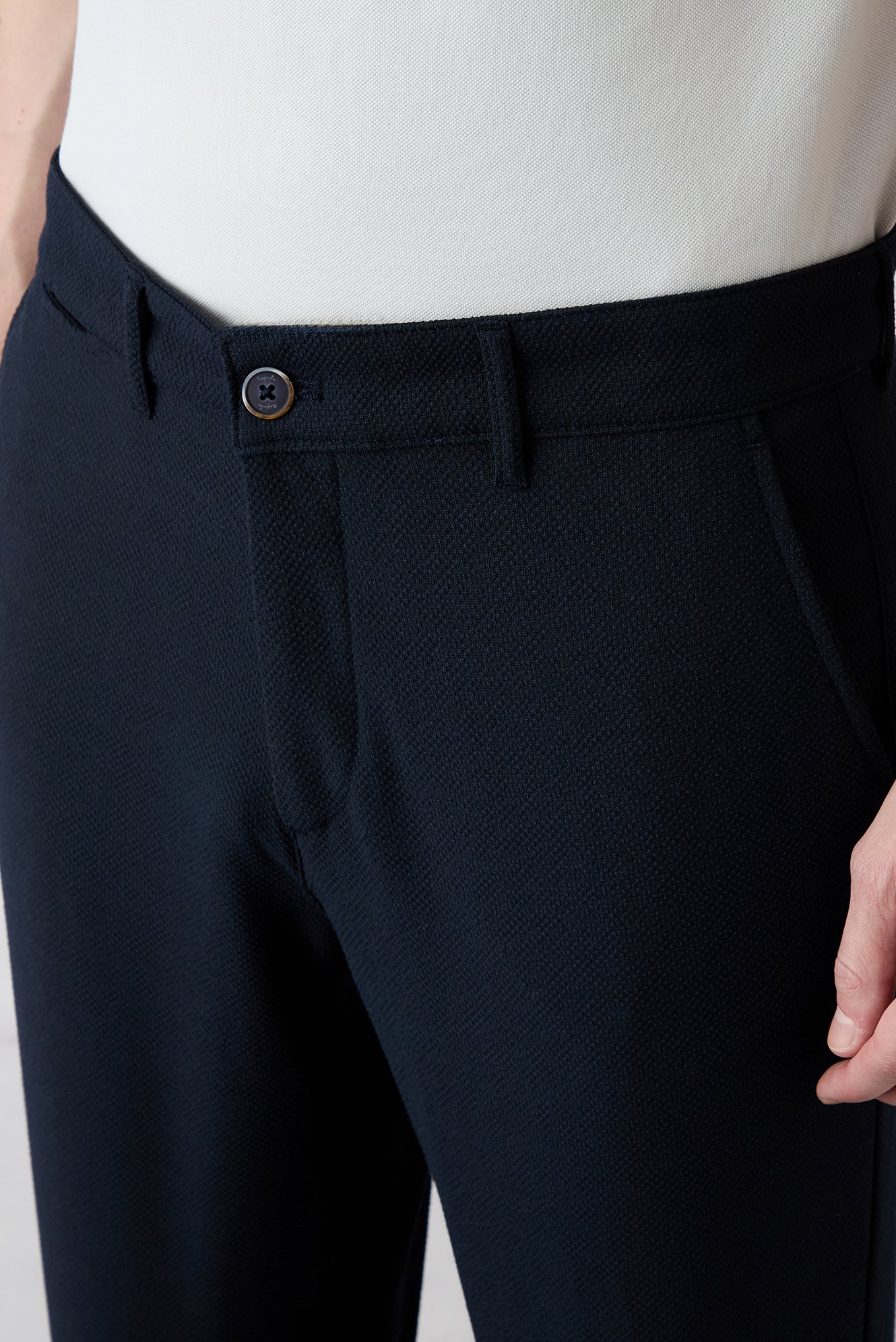 Koyu Lacivert Regular Straight Fit Yan Cepli Likralı Esnek Kanvas / Chino Pantolon - Image 5