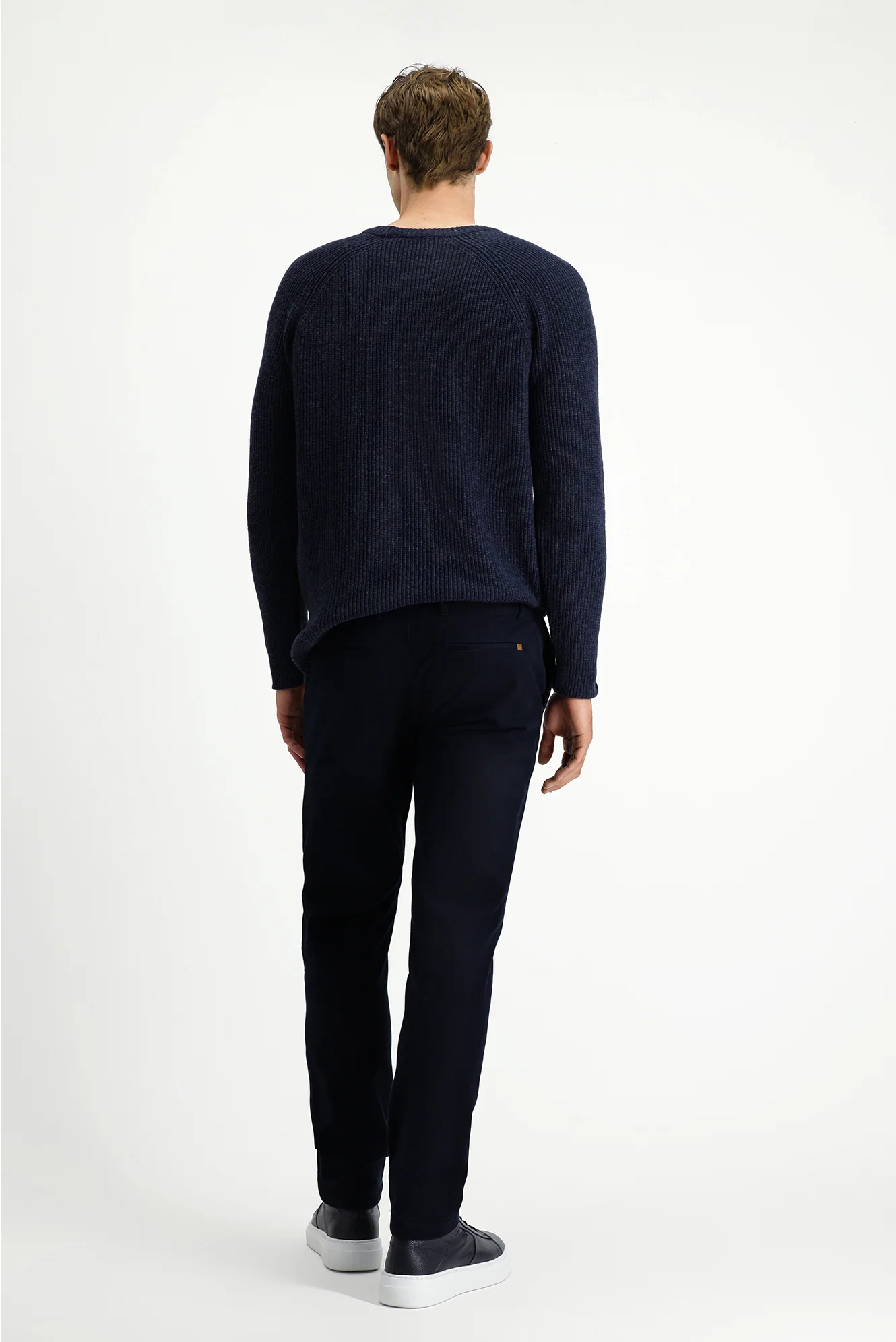 Koyu Lacivert Slim Fit Dar Kesim Likralı Kanvas / Chino Pantolon - Image 4