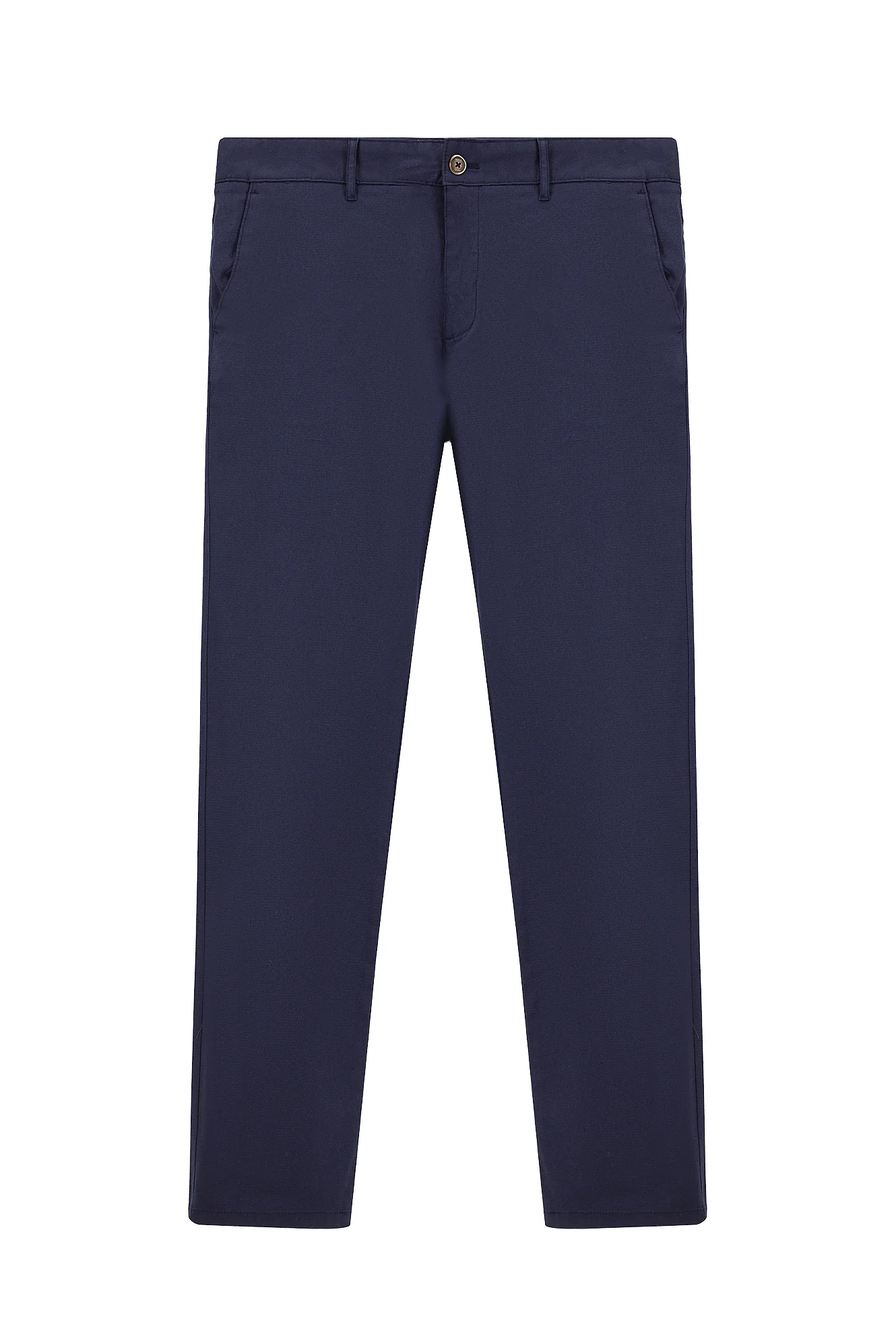 Koyu Lacivert Relaxed Fit Rahat Kesim Desenli Likralı Kanvas / Chino Pantolon