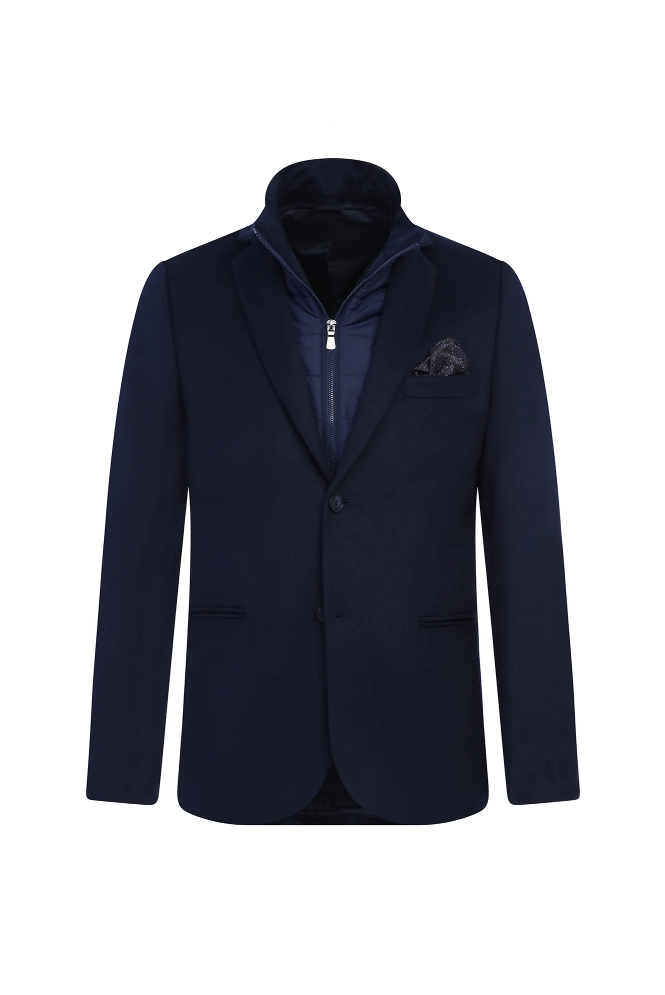 Koyu Lacivert 4 Drop Relaxed Fit Rahat Kesim Dik Yaka Ceket