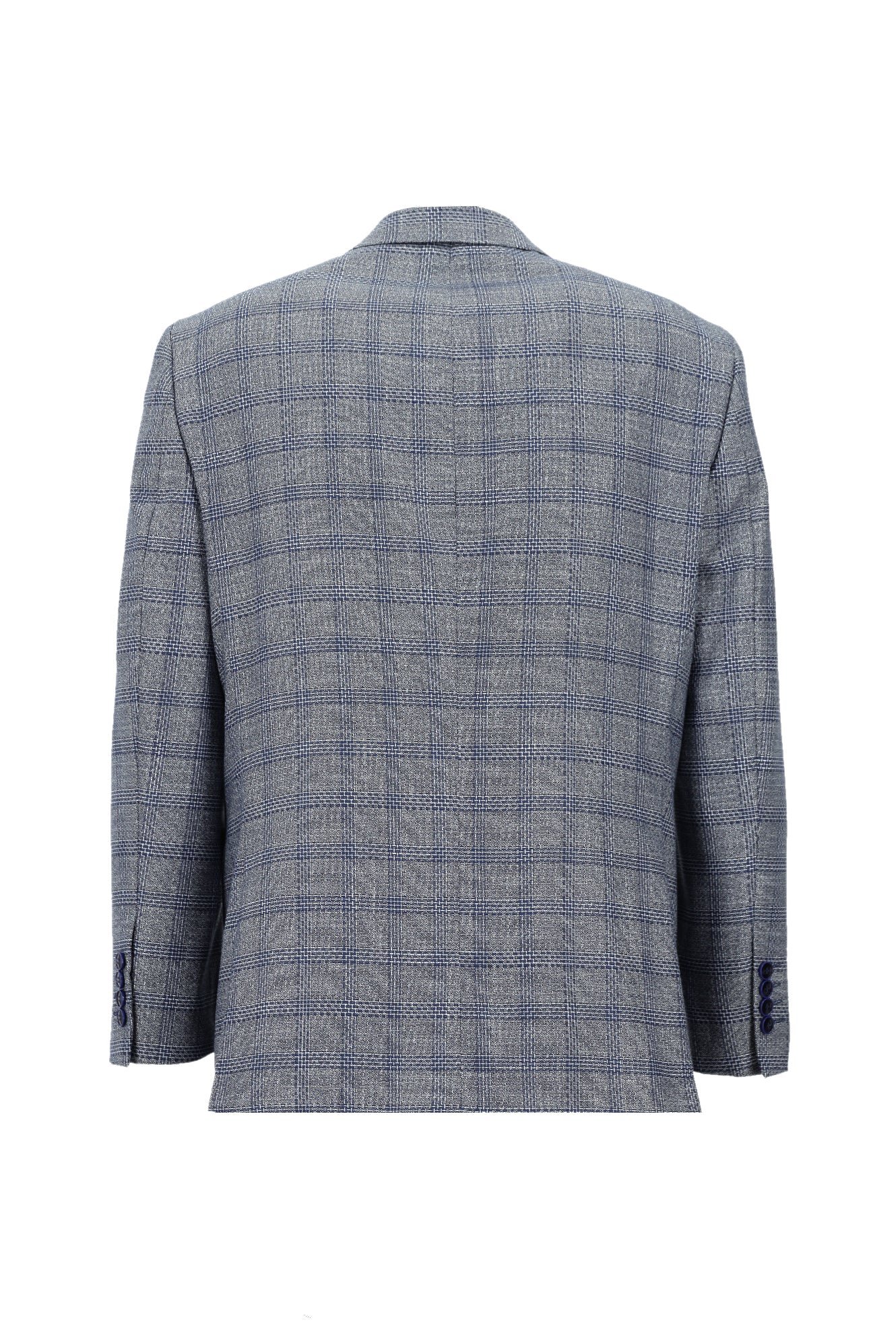 Koyu Lacivert 4 Drop Relaxed Fit Rahat Kesim Ekose Ceket - Image 2