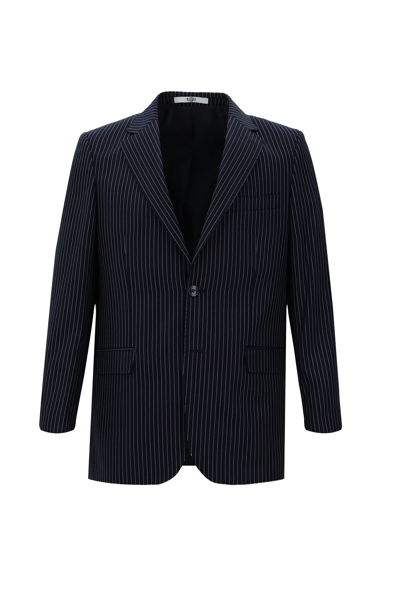 Koyu Lacivert 4 Drop Relaxed Fit Rahat Kesim Çizgili Takım Elbise - Image 2