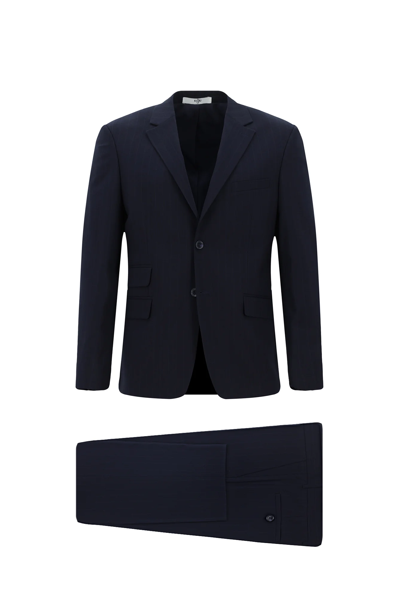 Koyu Lacivert 4 Drop Relaxed Fit Rahat Kesim Çizgili Takım Elbise