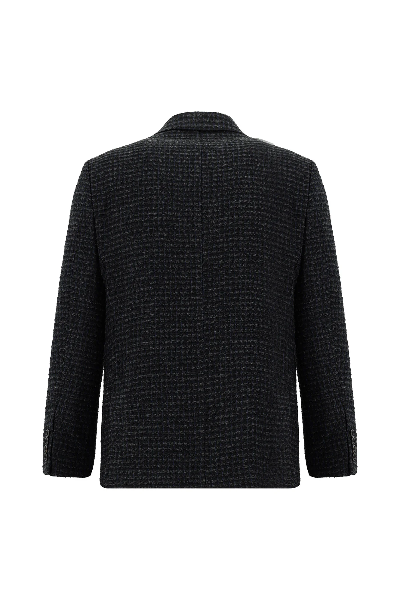 Koyu Lacivert 4 Drop Relaxed Fit Rahat Kesim Klasik Desenli Ceket - Image 2