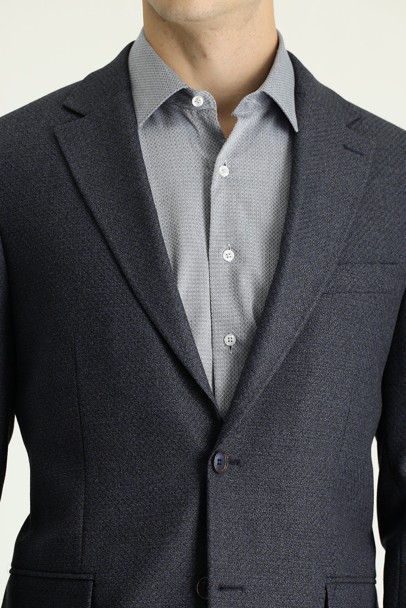 Koyu Lacivert 4 Drop Relaxed Fit Rahat Kesim Klasik Desenli Ceket - Image 4