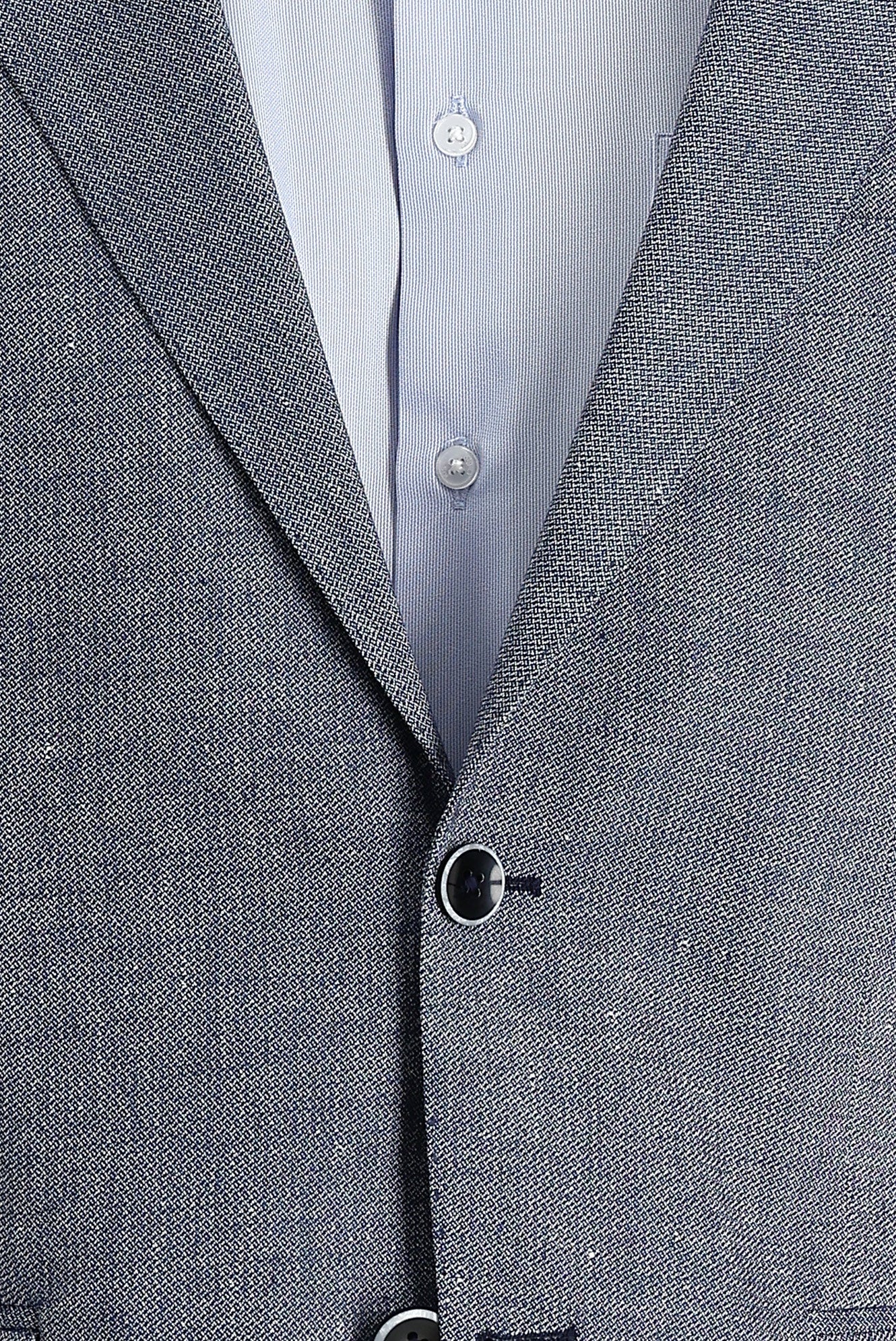 Koyu Lacivert 4 Drop Relaxed Fit Rahat Kesim Klasik Desenli Keten Ceket - Image 5