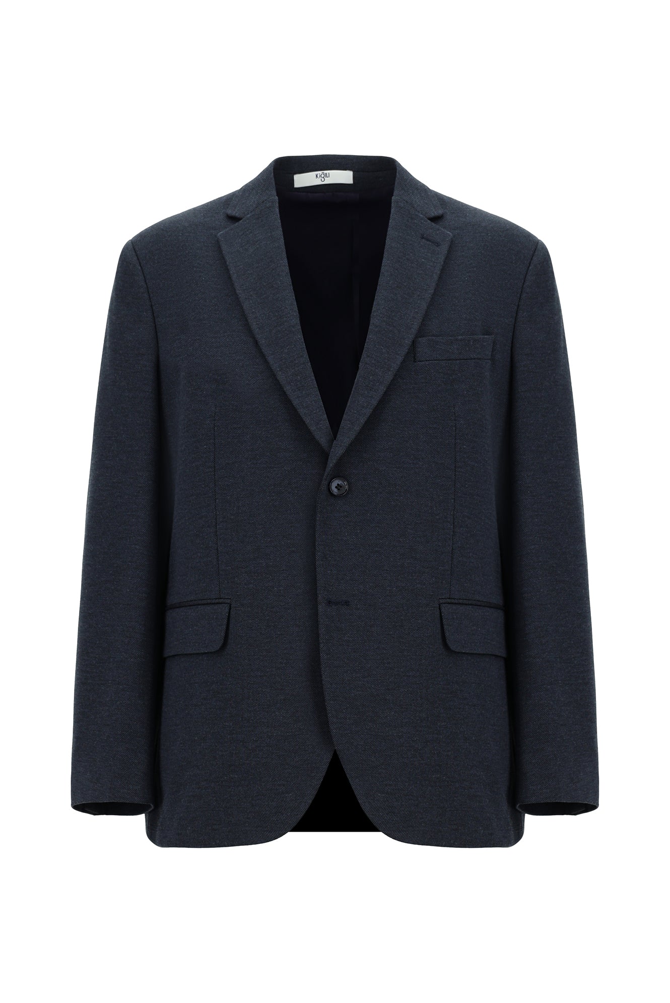 Koyu Lacivert 4 Drop Relaxed Fit Rahat Kesim Klasik Desenli Örme Ceket