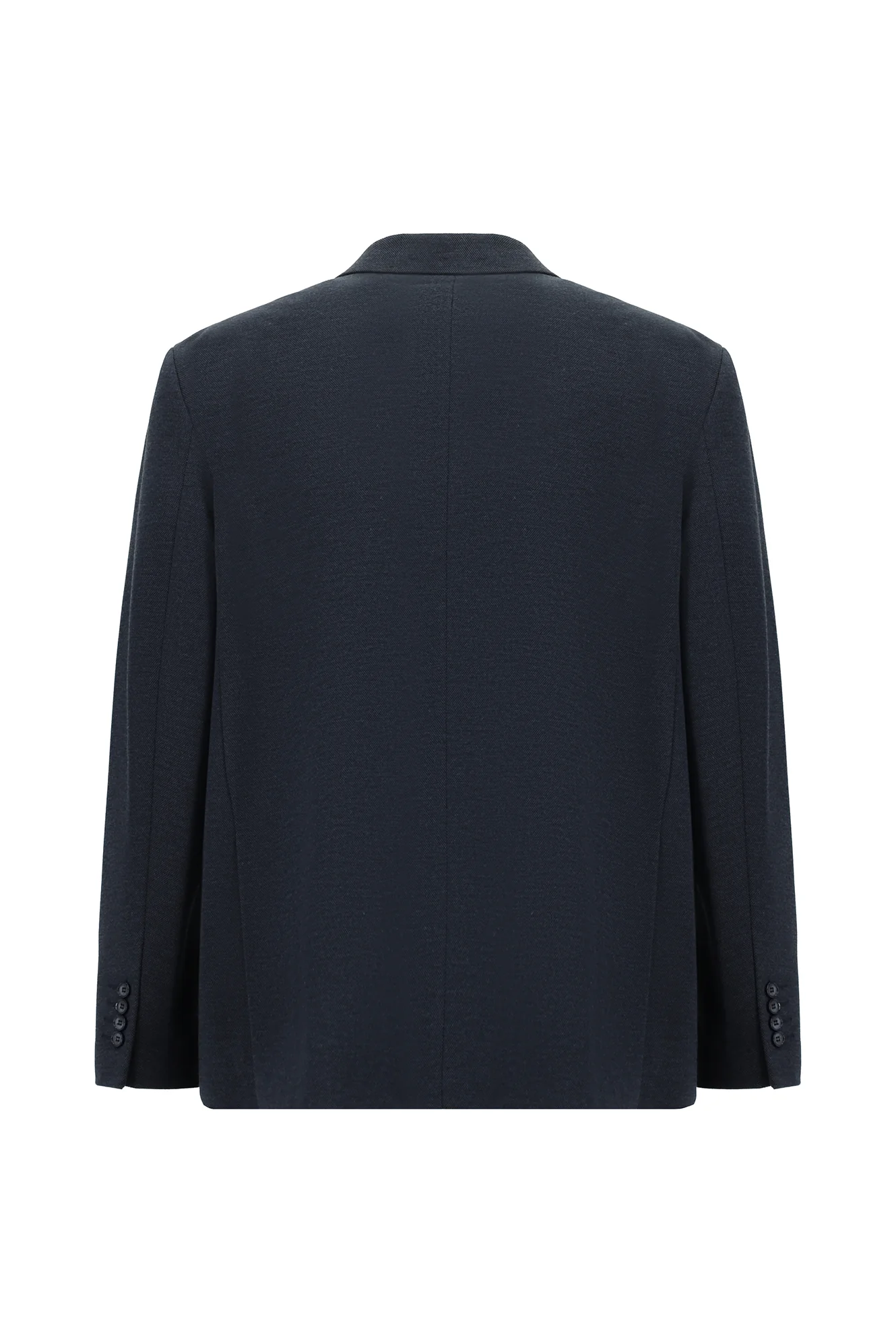 Koyu Lacivert 4 Drop Relaxed Fit Rahat Kesim Klasik Desenli Örme Ceket - Image 2