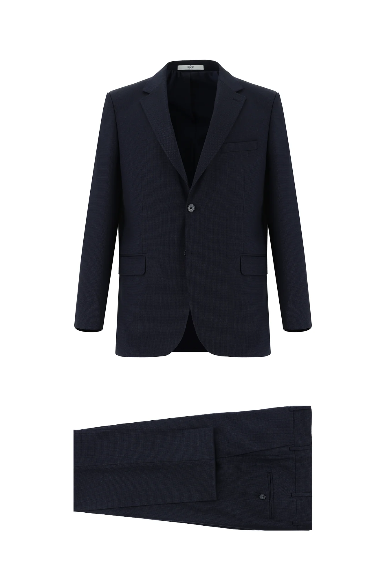 Koyu Lacivert 4 Drop Relaxed Fit Rahat Kesim Desenli Takım Elbise