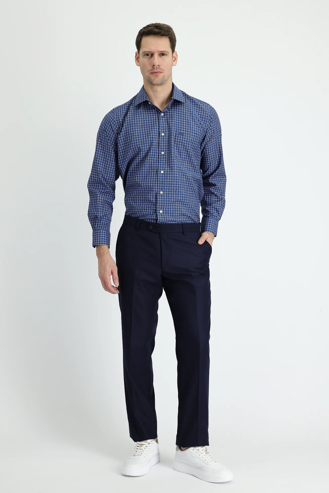 Koyu Lacivert 4 Drop Relaxed Fit Rahat Kesim Klasik Kumaş Pantolon
