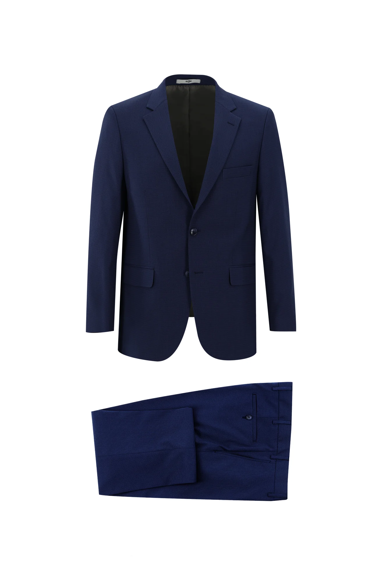 Koyu Lacivert 4 Drop Relaxed Fit Rahat Kesim Kuşgözü Takım Elbise