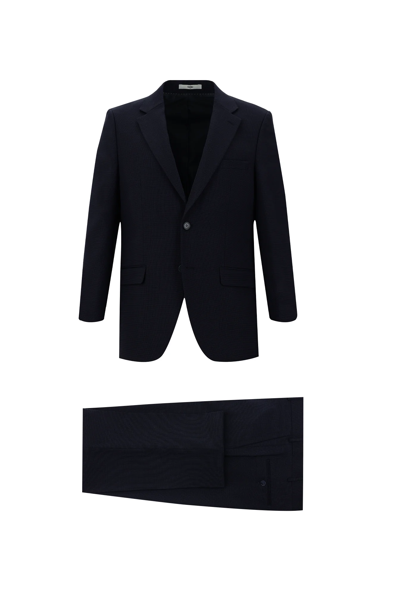 Koyu Lacivert 4 Drop Relaxed Fit Rahat Kesim Kuşgözü Takım Elbise
