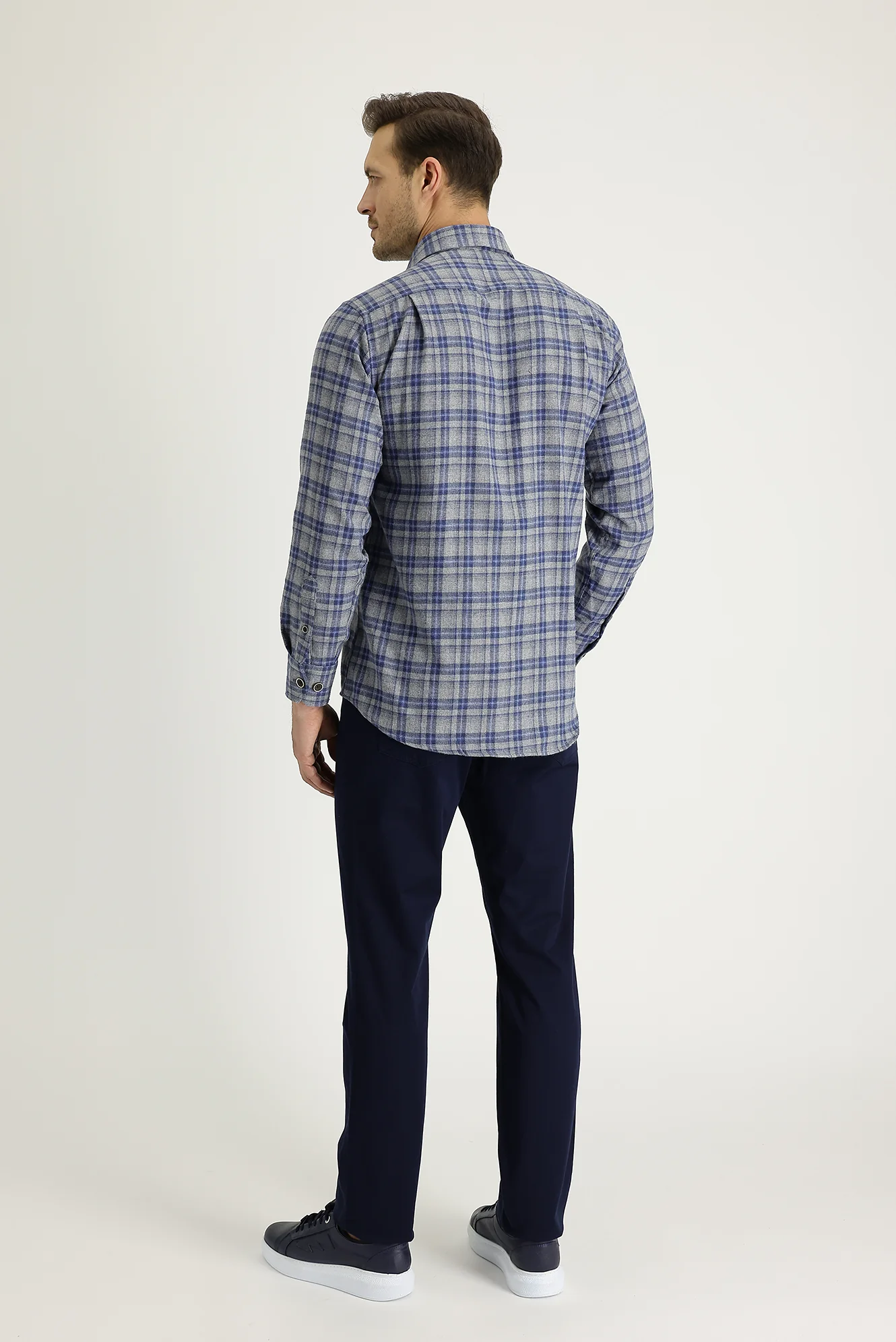 Koyu Lacivert Relaxed Fit Rahat Kesim Likralı Kanvas / Chino Pantolon - Image 3