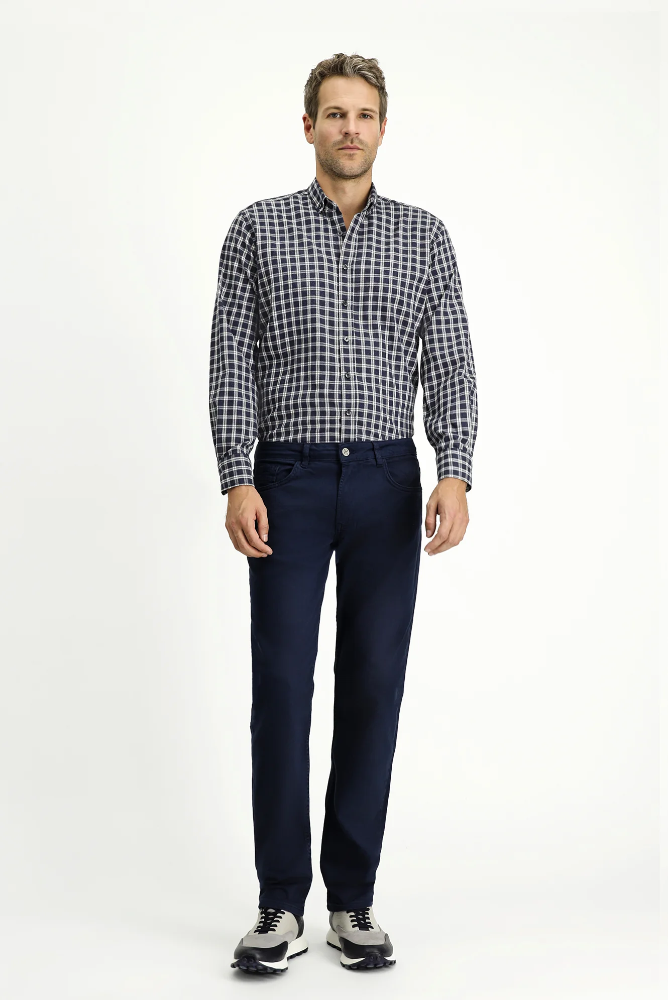 Koyu Lacivert Relaxed Fit Rahat Kesim Likralı Kanvas / Chino Pantolon - Image 2