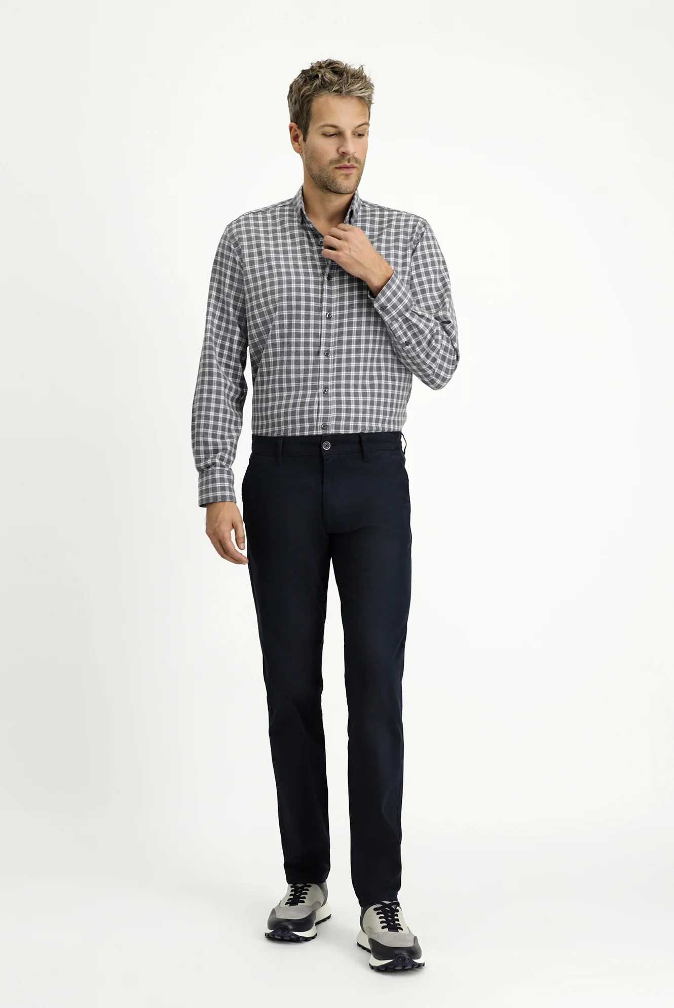 Koyu Lacivert Relaxed Fit Rahat Kesim Likralı Kanvas / Chino Pantolon