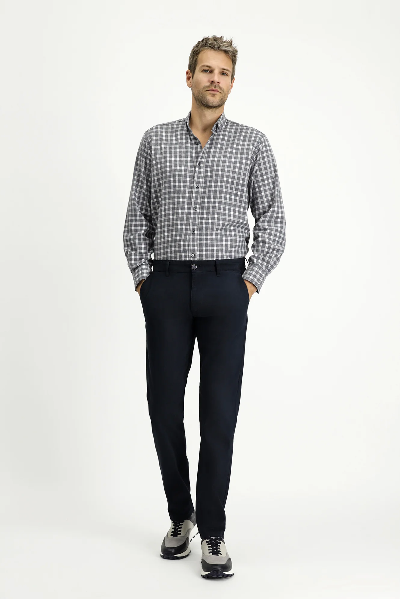Koyu Lacivert Relaxed Fit Rahat Kesim Likralı Kanvas / Chino Pantolon - Image 2