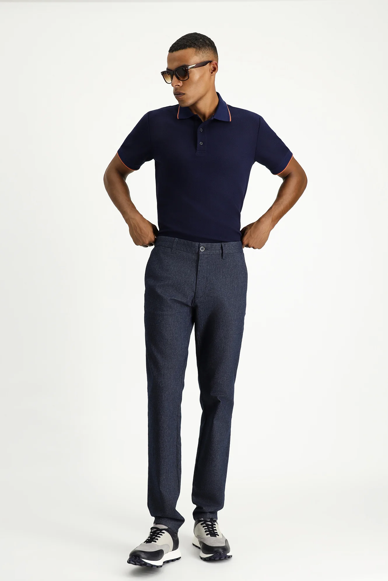 Koyu Lacivert Relaxed Fit Rahat Kesim Likralı Kanvas / Chino Pantolon