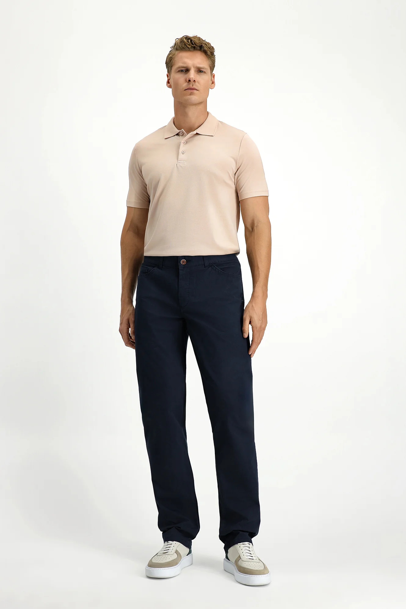 Koyu Lacivert Relaxed Fit Rahat Kesim Likralı Kanvas / Chino Pantolon