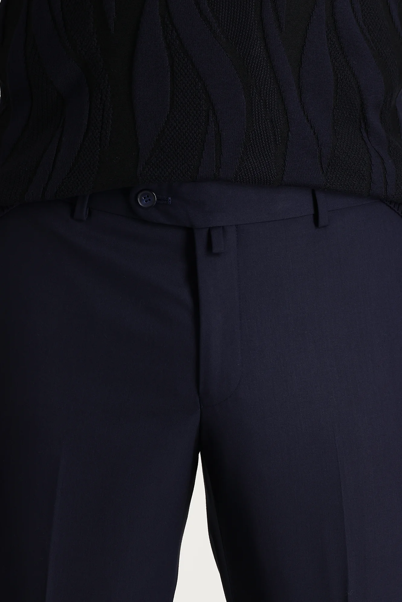 Koyu Lacivert 4 Drop Relaxed Fit Rahat Kesim Likralı Klasik Kumaş Pantolon - Image 3