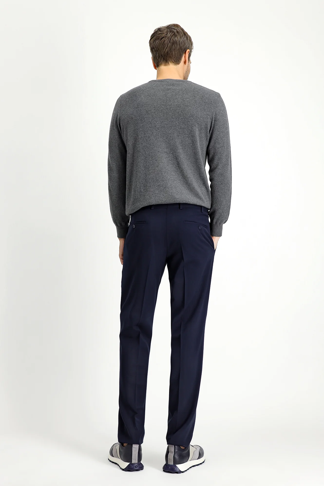 Koyu Lacivert 4 Drop Relaxed Fit Rahat Kesim Likralı Klasik Kumaş Pantolon - Image 5
