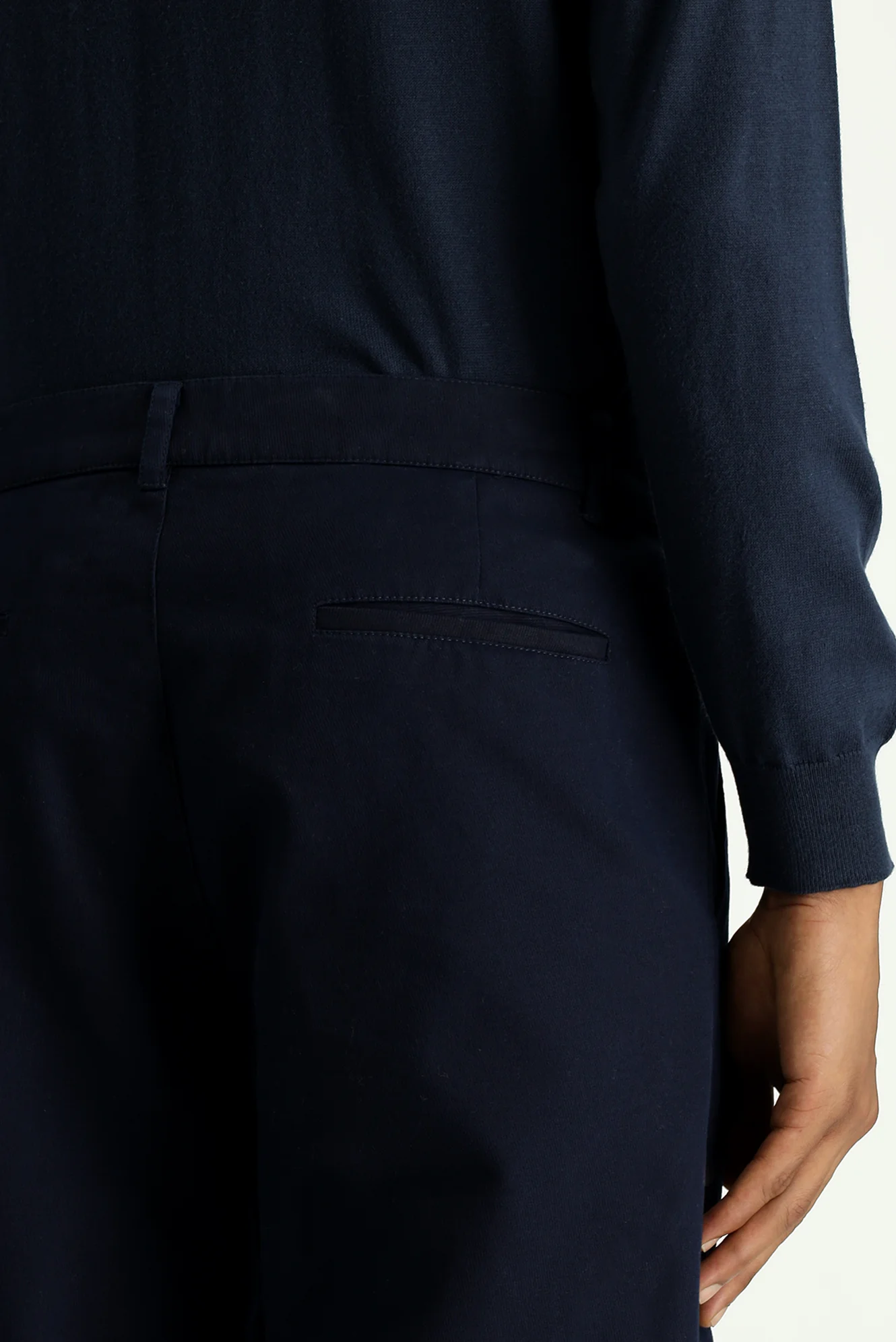 Koyu Lacivert Relaxed Fit Rahat Kesim Likralı Pileli Kanvas / Chino Pantolon - Image 5