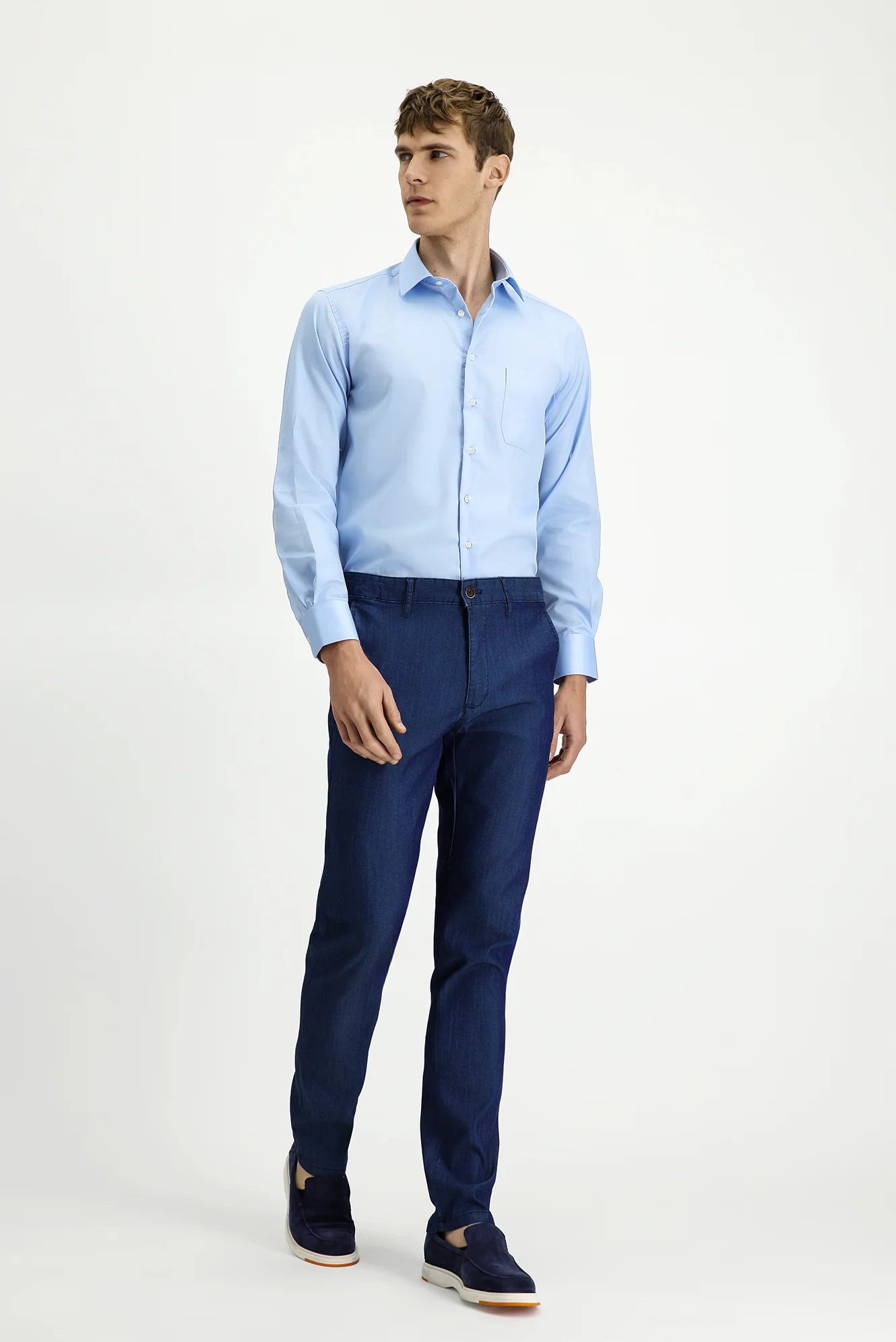 Koyu Lacivert Relaxed Fit Rahat Kesim Lyocell Karışımlı Kanvas / Chino Pantolon - Image 2