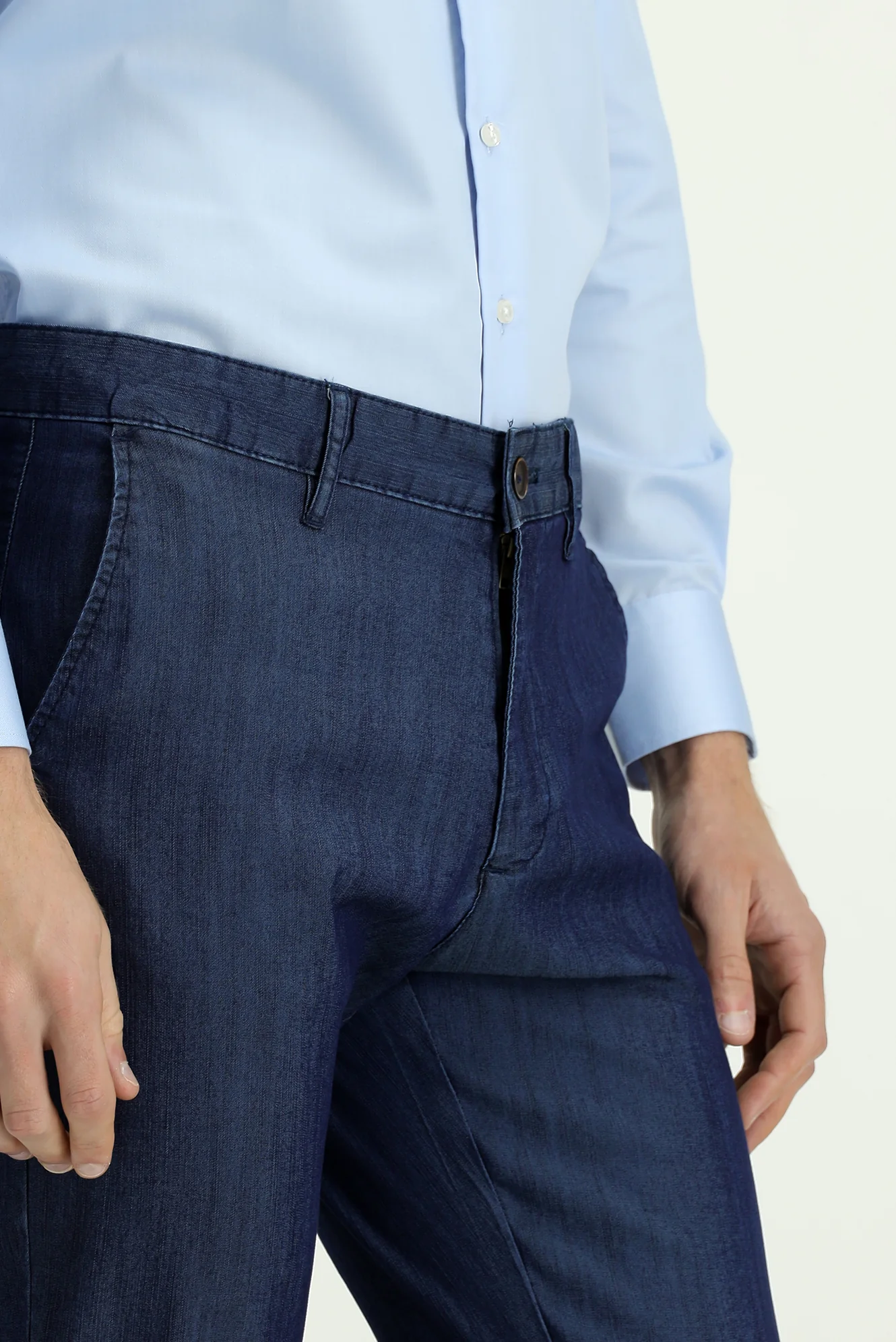 Koyu Lacivert Relaxed Fit Rahat Kesim Lyocell Karışımlı Kanvas / Chino Pantolon - Image 5