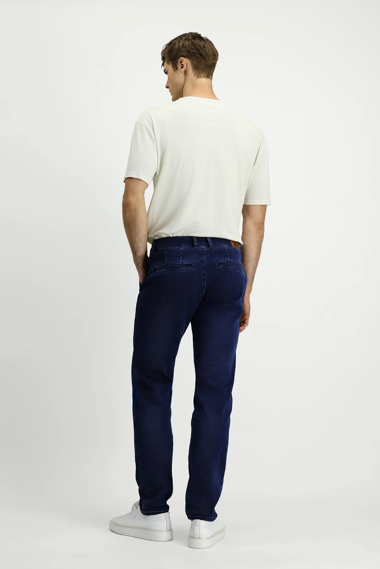 Koyu Lacivert Relaxed Fit Rahat Kesim Pamuklu Denim Look Pantolon - Image 4