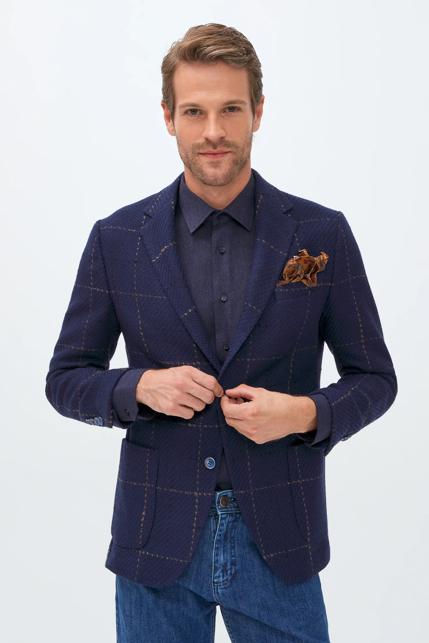 Koyu Lacivert 4 Drop Relaxed Fit Rahat Kesim Ceket
