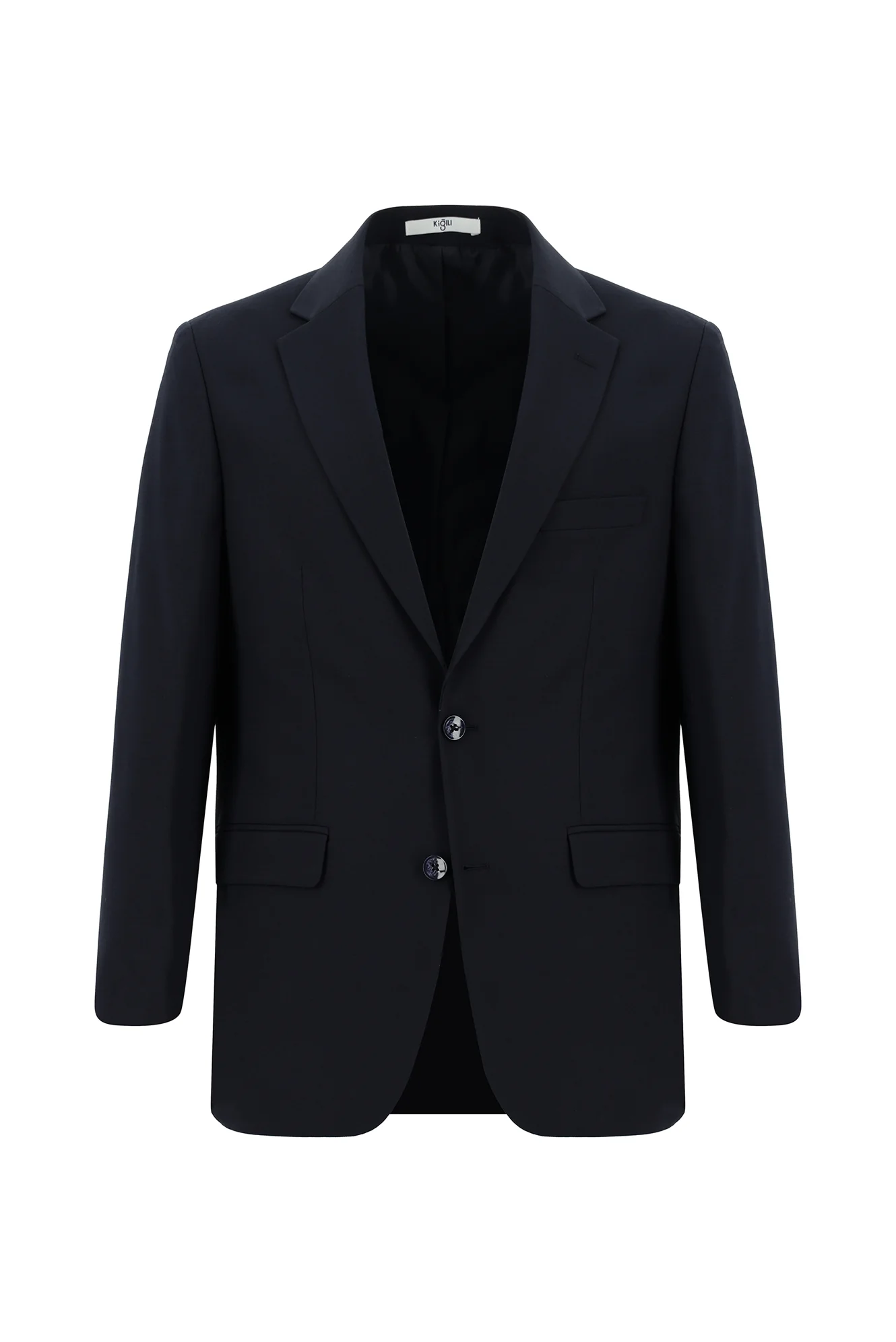 Koyu Lacivert 4 Drop Relaxed Fit Rahat Kesim Yünlü Desenli Takım Elbise - Image 2
