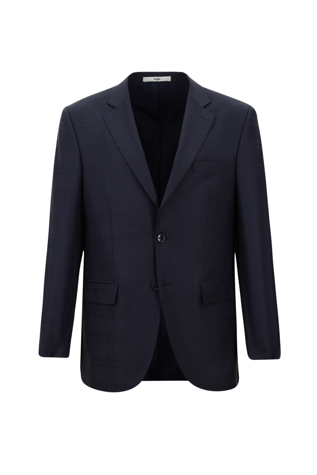 Koyu Lacivert 4 Drop Relaxed Fit Rahat Kesim Yünlü Ekose Takım Elbise - Image 2
