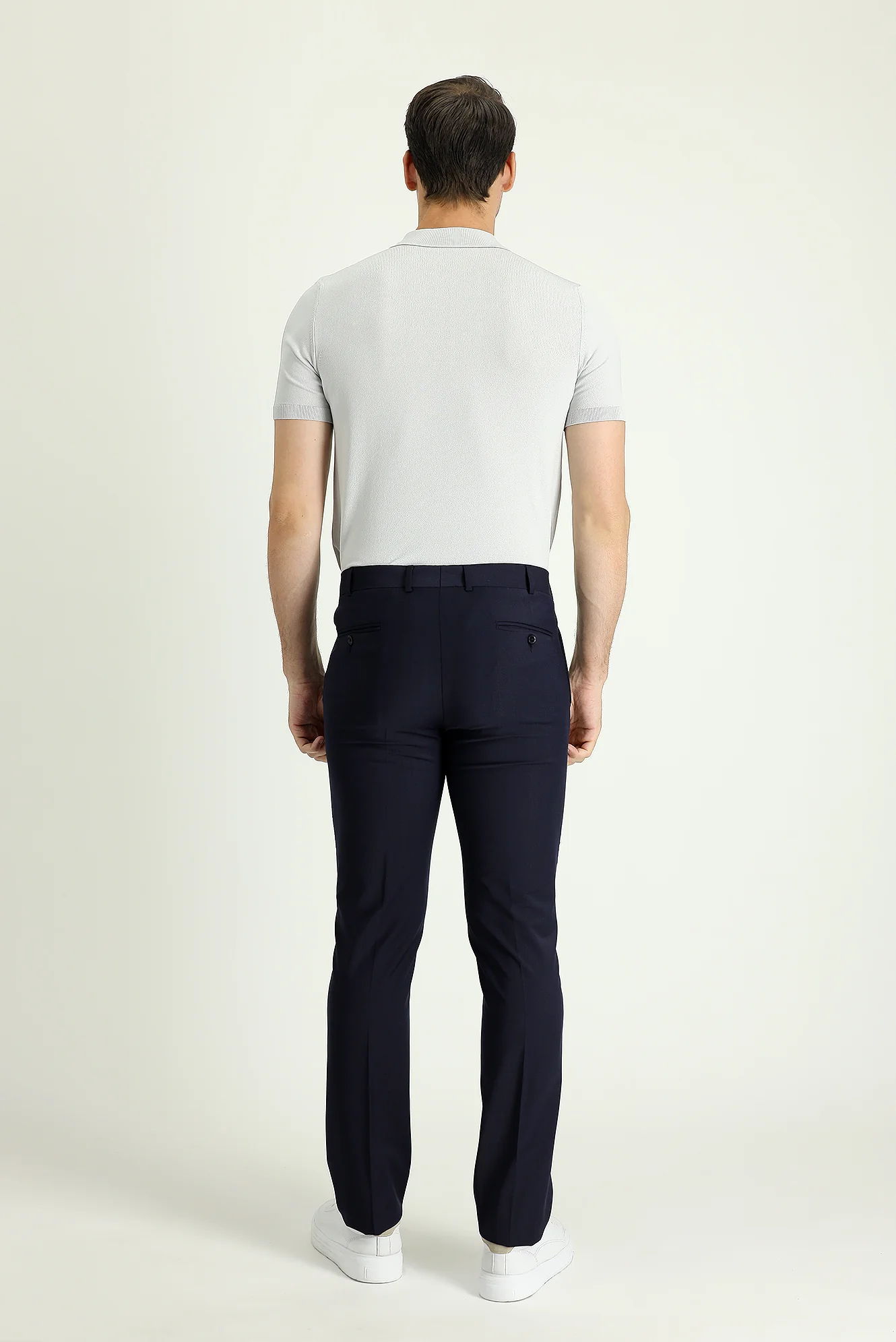 Koyu Lacivert 4 Drop Relaxed Fit Rahat Kesim Yünlü Klasik Kumaş Pantolon - Image 3