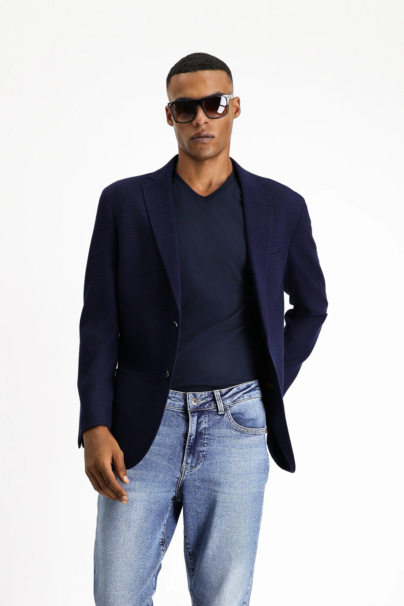 Koyu Lacivert 4 Drop Relaxed Fit Rahat Kesim Yünlü Spor İtalyan Ceket