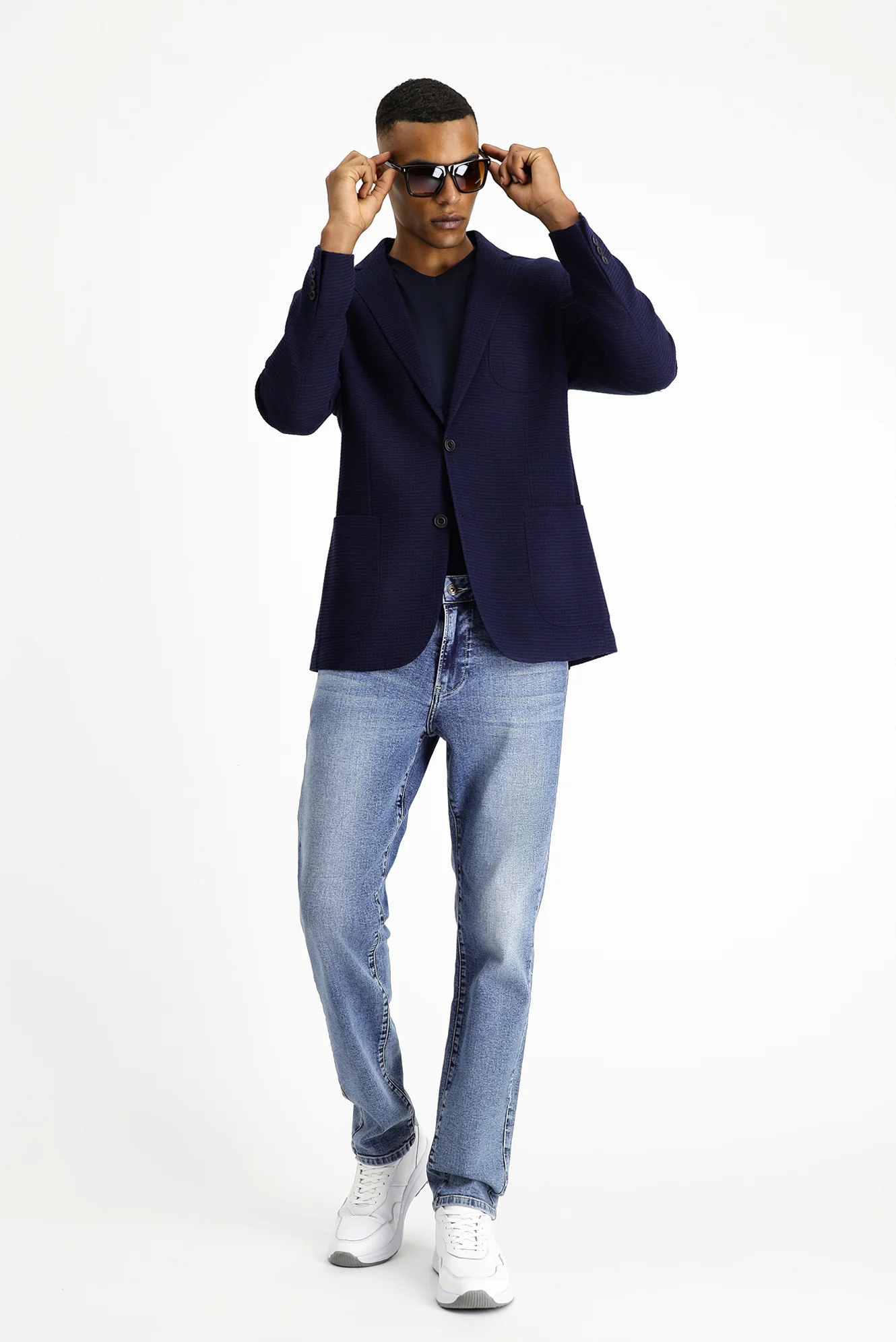 Koyu Lacivert 4 Drop Relaxed Fit Rahat Kesim Yünlü Spor İtalyan Ceket - Image 2