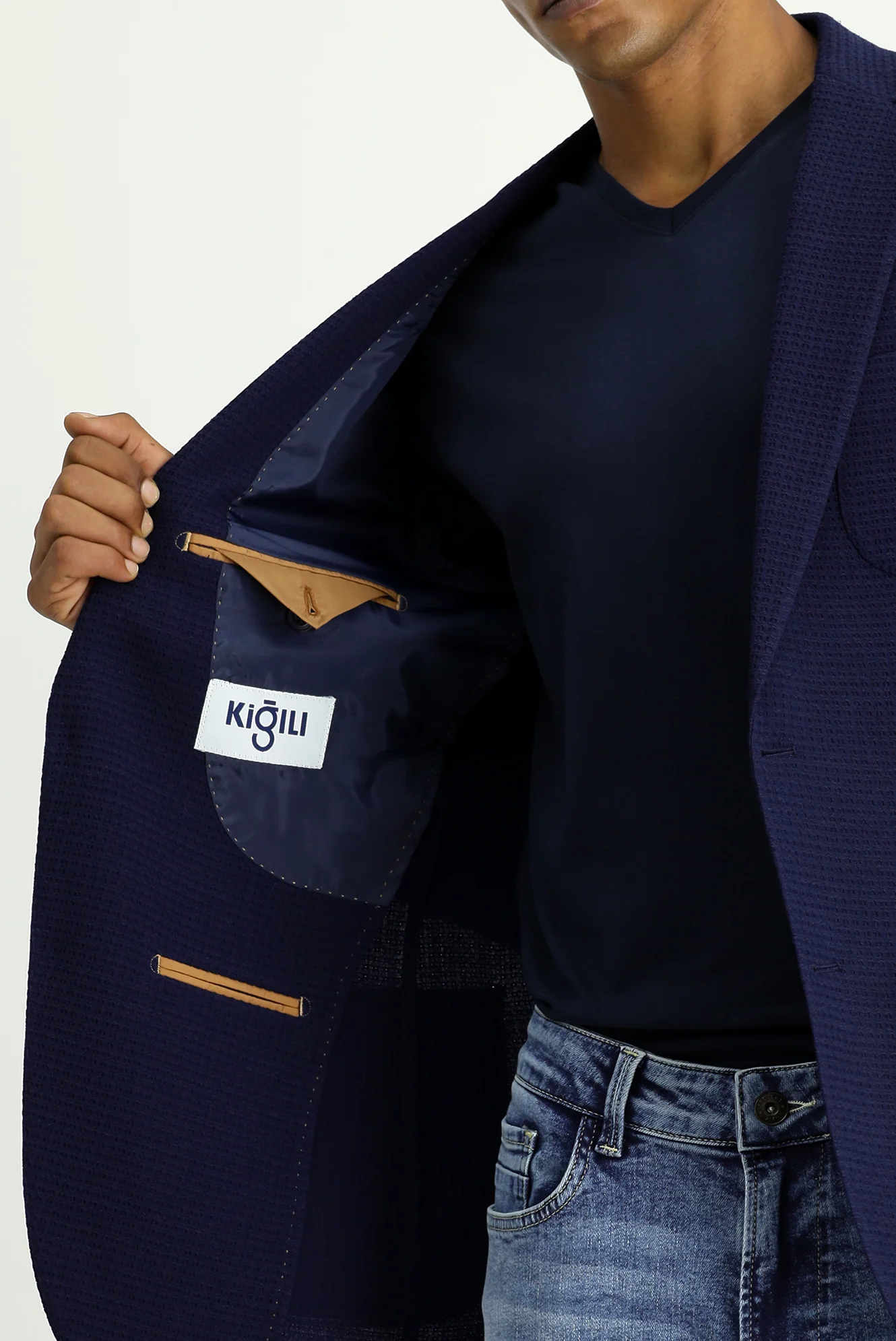 Koyu Lacivert 4 Drop Relaxed Fit Rahat Kesim Yünlü Spor İtalyan Ceket - Image 5