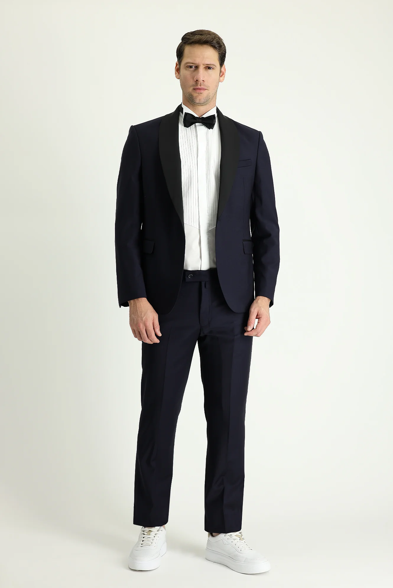 Koyu Lacivert 7 Drop Slim Fit Dar Kesim Şal Yaka Smokin & Damatlık - Image 3