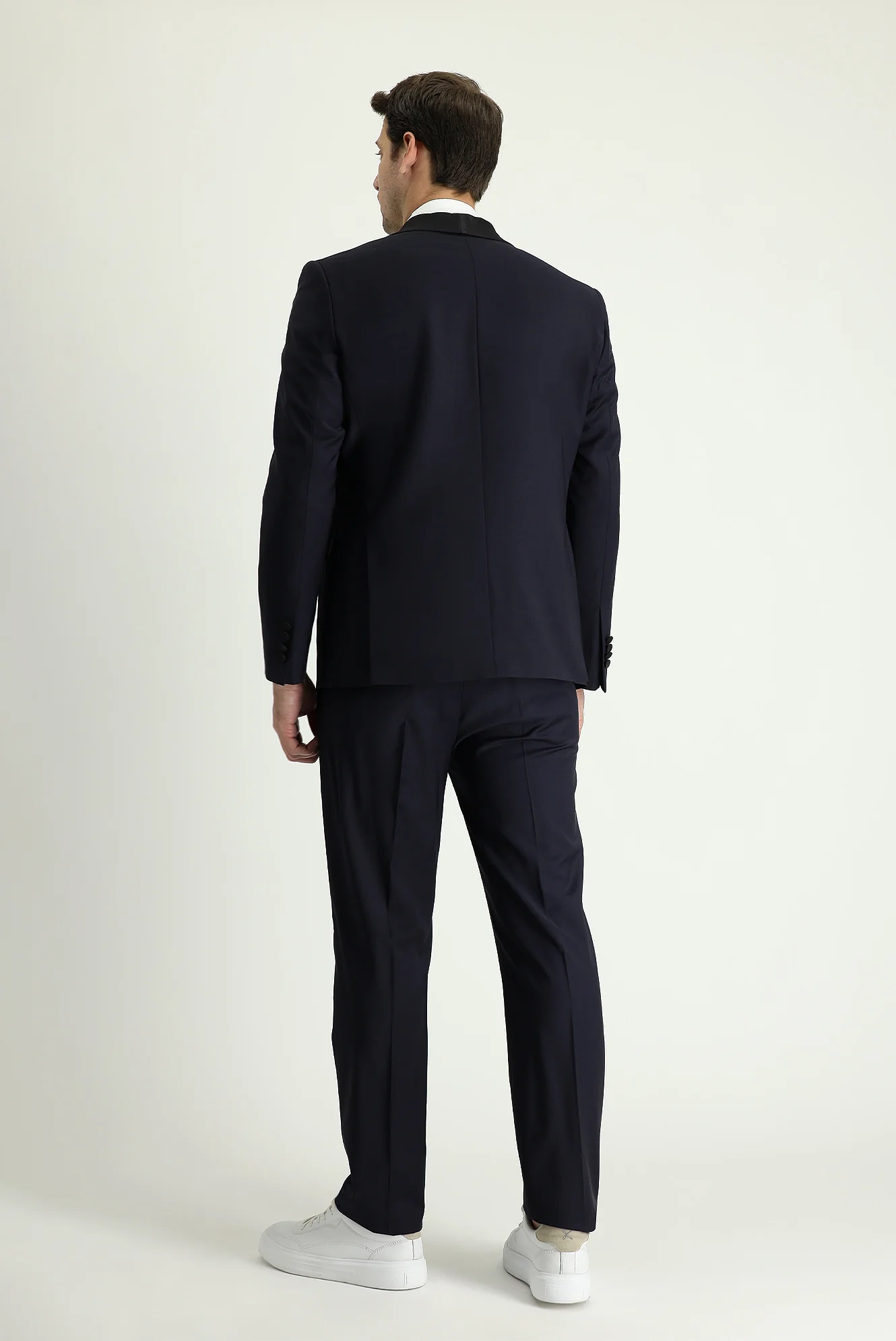 Koyu Lacivert 7 Drop Slim Fit Dar Kesim Şal Yaka Smokin & Damatlık - Image 7