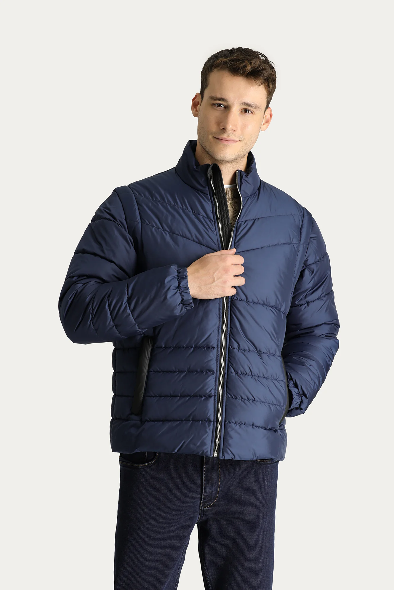 Koyu Lacivert Şişme Spor Mont - Image 2
