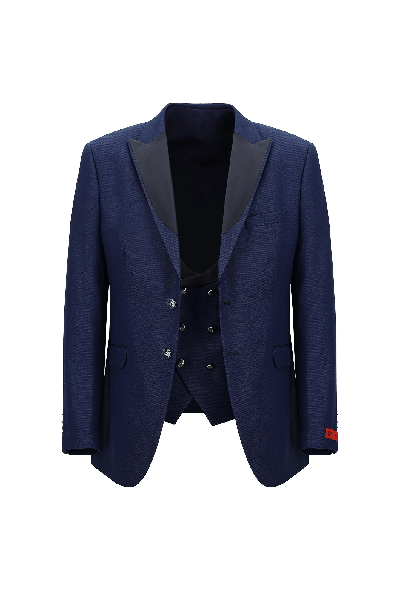 Koyu Lacivert 6 Drop Regular Fit Standart Kesim Sivri Yaka Yelekli Smokin & Damatlık - Image 2