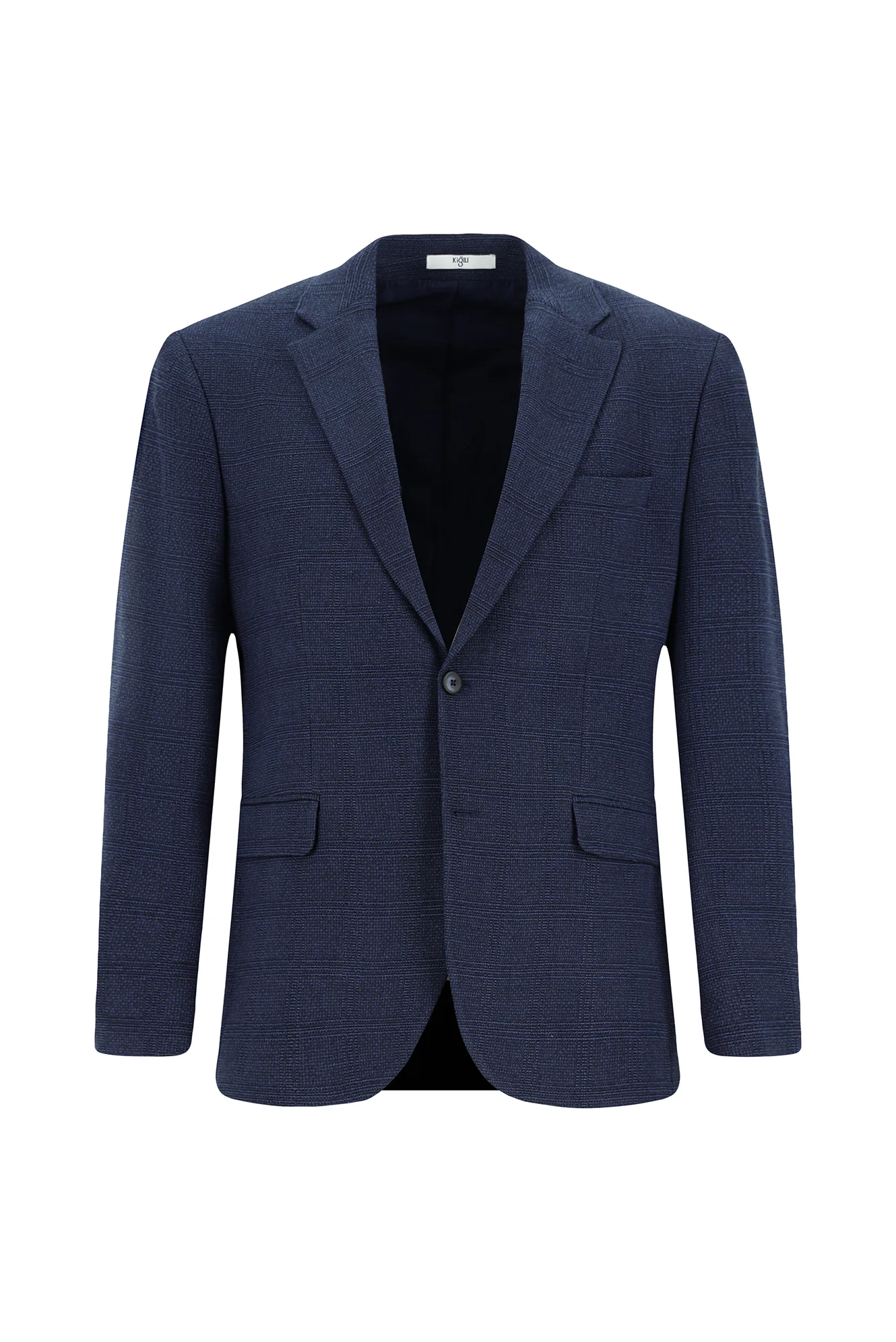 Koyu Lacivert 4 Drop Relaxed Fit Rahat Kesim Klasik Ekose Ceket - Image 7