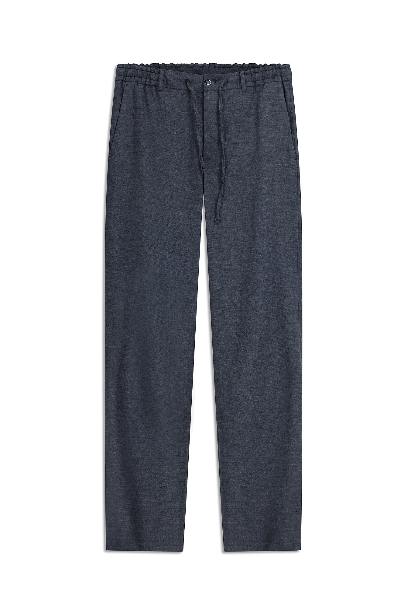 Koyu Lacivert Slim Fit Dar Kesim Beli Lastikli İpli Keten Karışımlı Jogger Pantolon - Image 6